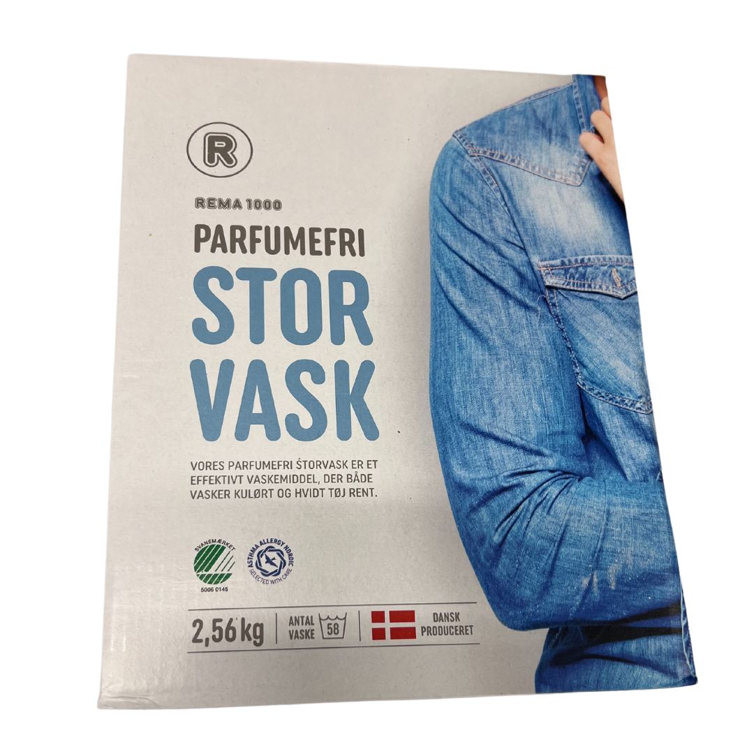 Stórvask uttan anga vaskipulvur 58Vask 2,56kg - Rema 1000