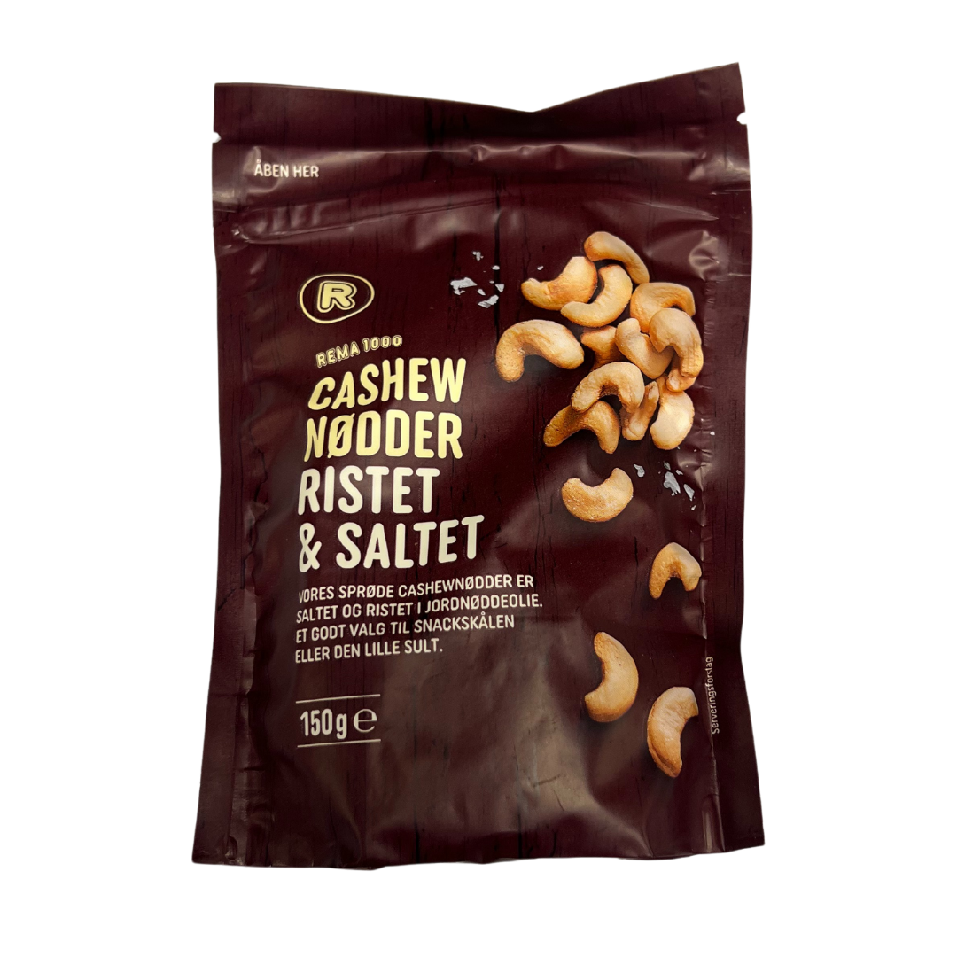 Ristaðar og saltaðar Cashew nøtir 150gr - Rema 1000
