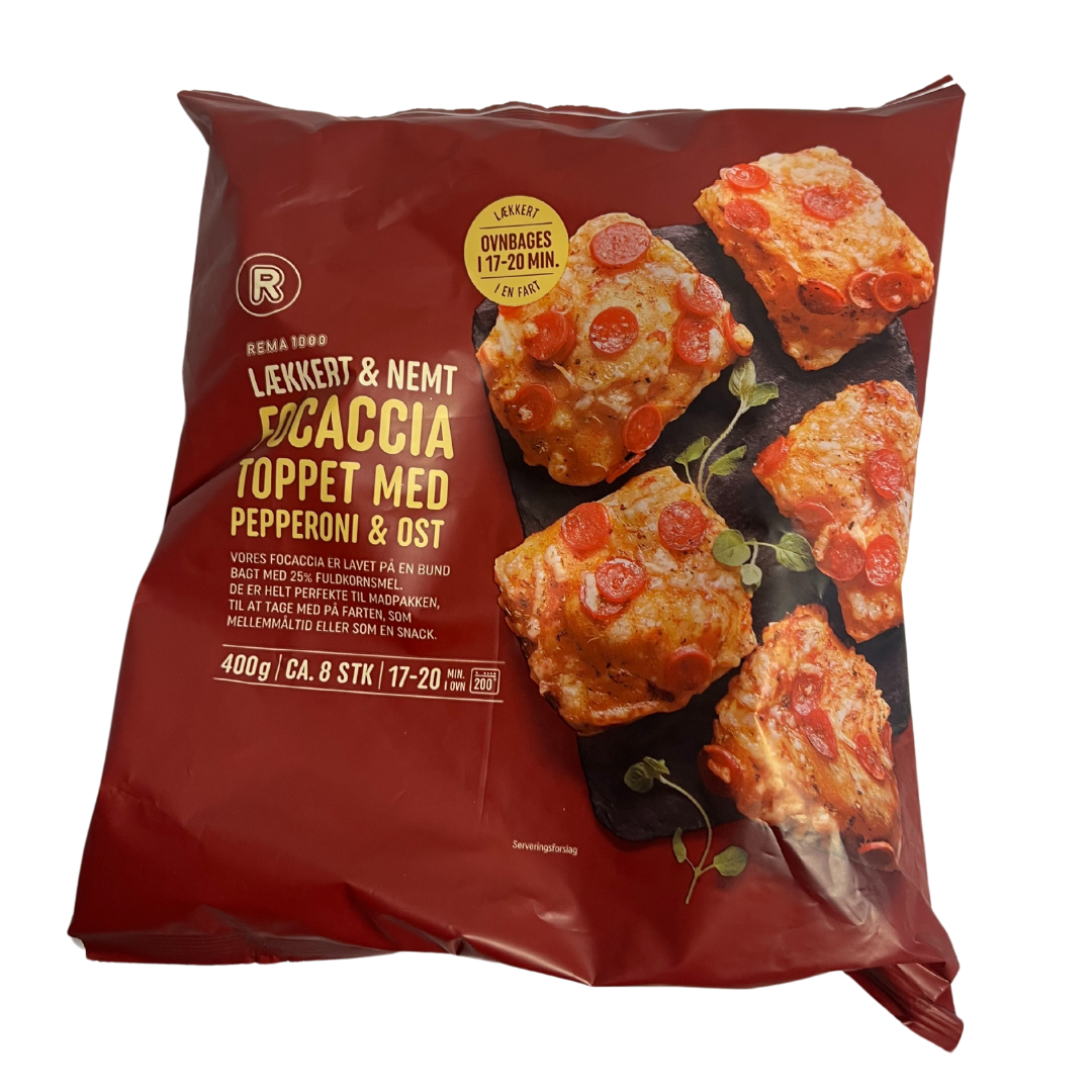 Focaccia við pepperoni og ost uml. 8stk/400gr - Rema 1000