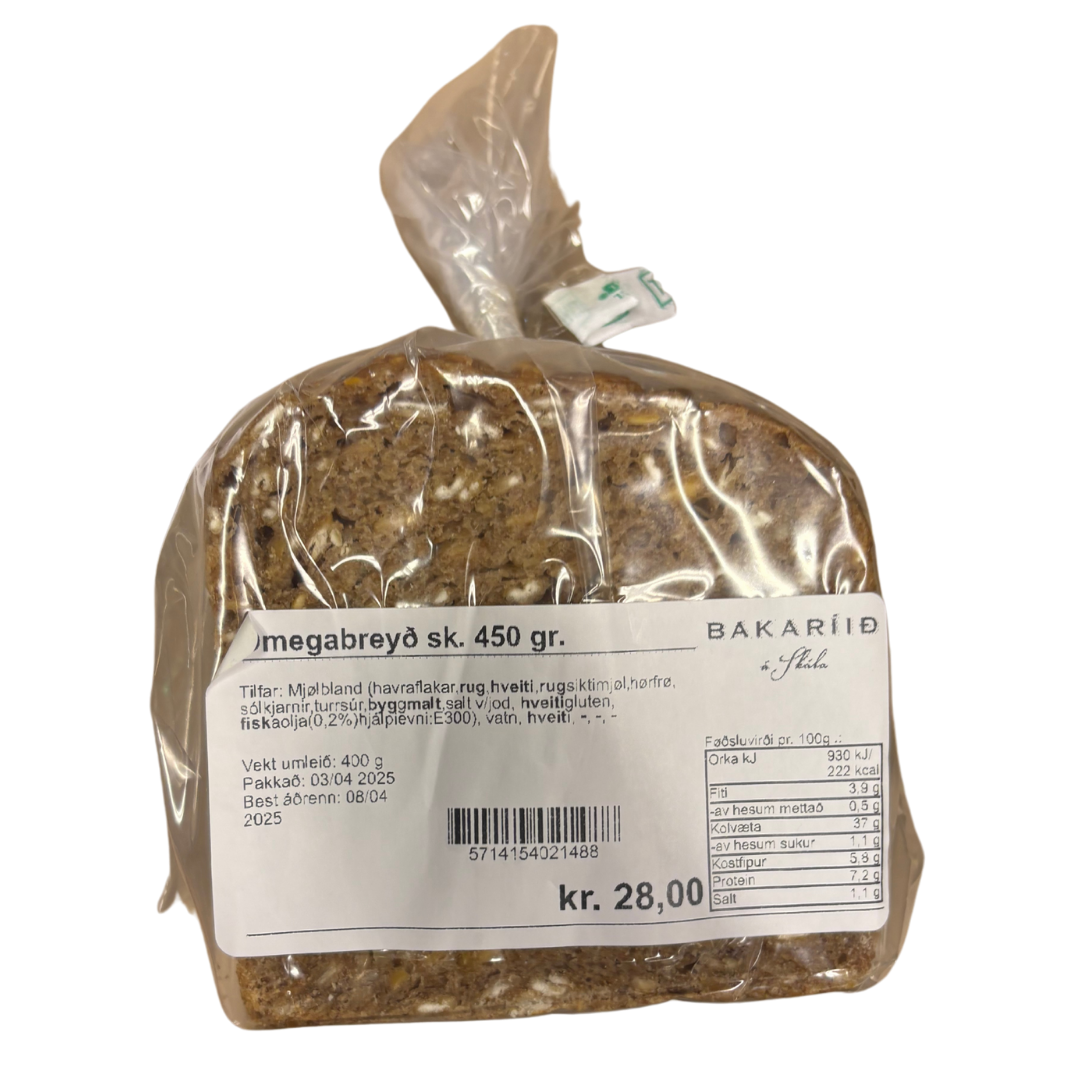 Omegabreyð skorið 450gr - Bakaríið á Skála