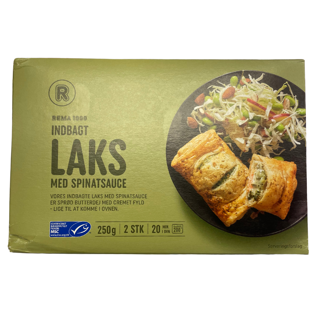 Innbakaður laksur við spinat sós 2stk/250gr - Rema 1000