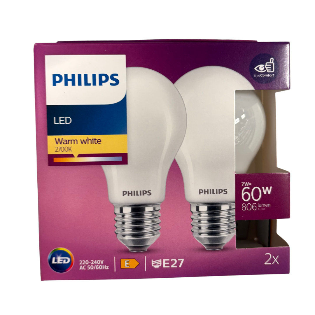 LED pera classic 60W E27 2stk - Philips