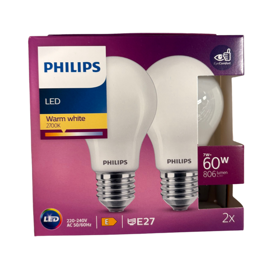 LED pera classic 60W E27 2stk - Philips