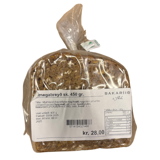 Omegabreyð skorið 450gr - Bakaríið á Skála
